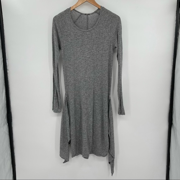 Monrow Tie Front Dress in Granite Grey Long Sleeve Size Small - Picture 3 of 15